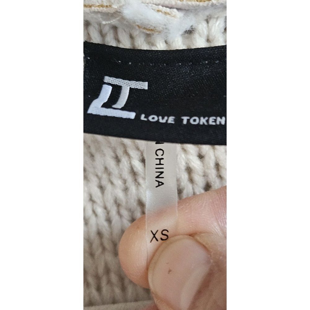 Women's Love Token Drape open faux fur lined Cardigan sweater Ivory woman XS - Picture 7 of 8